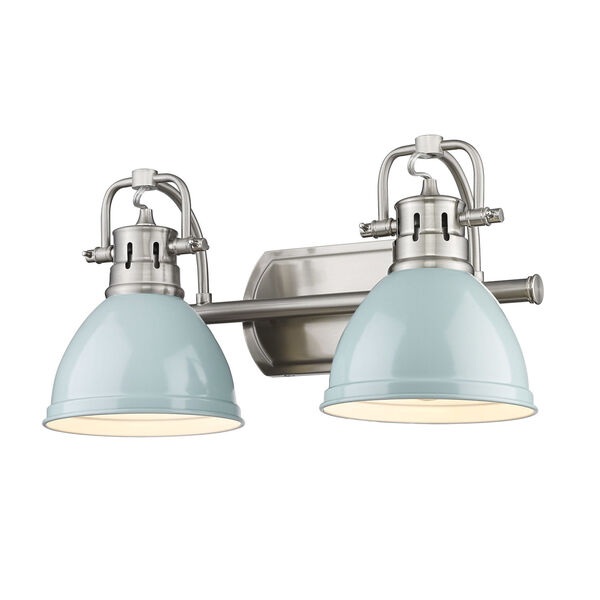 Duncan Pewter Two-Light Bath Vanity with Seafoam Shades, image 1